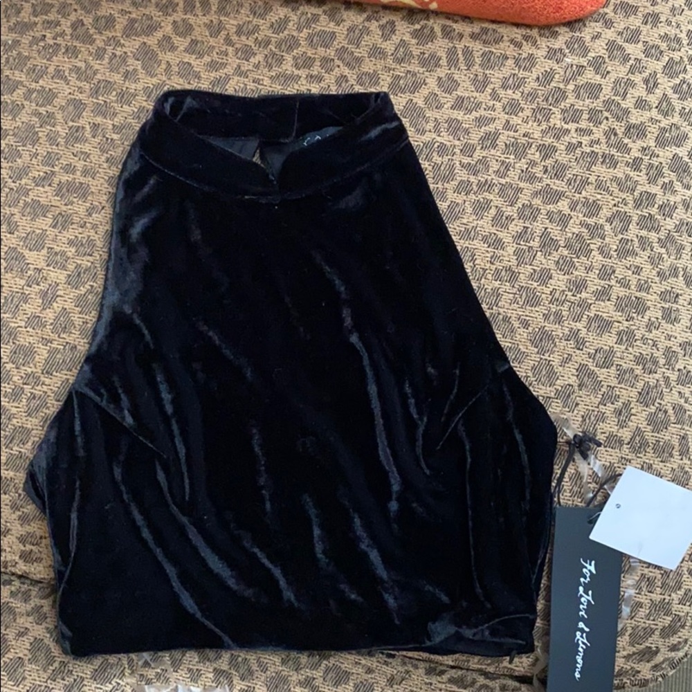 For love & lemons black velvet crop top NWT